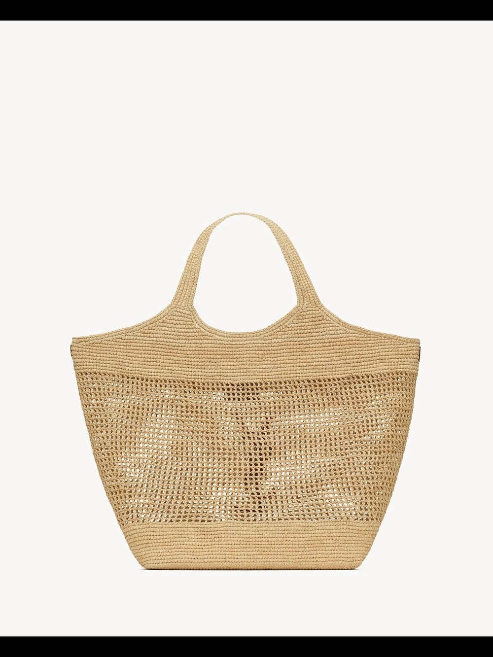 New Saint Laurent Beige Raffia Tote with Gold Logo AMAZING BAG! - Picture 12 of 15